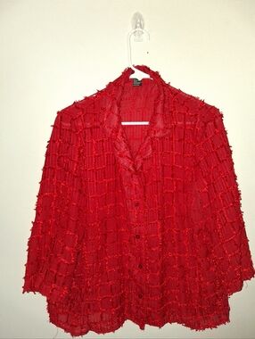 Atmosphere Bright Red Textured Button-Up Shirt